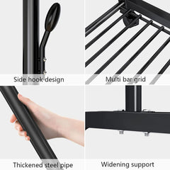 Heavy Duty Portable Double Rail Clothes Garment Hanging Rack Shoe Storage Shelf Organizer Hanger Dryer