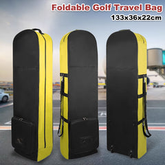 Foldable Padded Protector Golf Travel Bags Flight Airlines Wheels Clubs Range Storage Carry Case Cover Lightweight Yellow