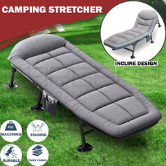 Folding Foldable Portable Camping Bed Cot Recliner Chair Beach Single Outdoor Stretcher