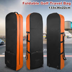 Foldable Padded Protector Golf Travel Bags Flight Airlines Wheels Clubs Range Storage Carry Case Cover Lightweight Orange