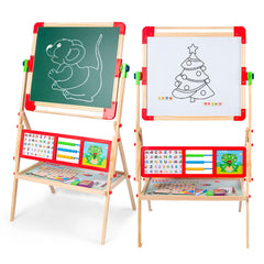 5 in 1 Kids Easel Art Children Whiteboard Blackboard Stand Wood Magnetic Drawing Board