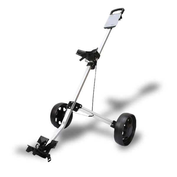 2 Wheels Foldable Aluminum Golf Club Buggy Trolley Cart Push Pull Footbrake Accessories