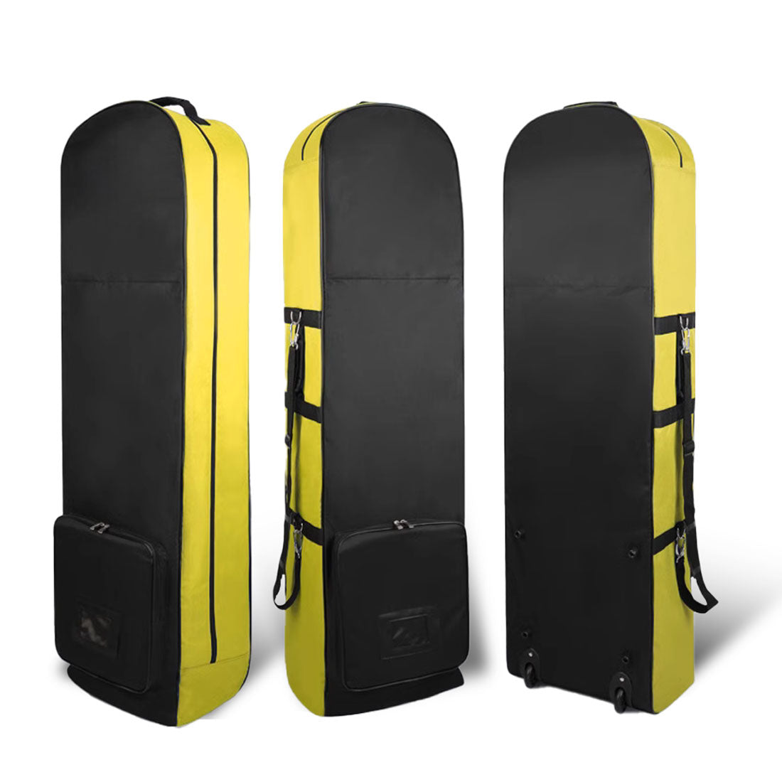 Foldable Padded Protector Golf Travel Bags Flight Airlines Wheels Clubs Range Storage Carry Case Cover Lightweight Yellow