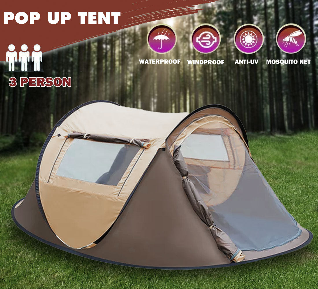 Waterproof Instant Up Beach Camping Tent 3 Person Pop up Tents Family ...