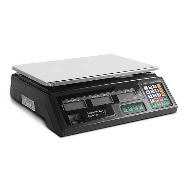 Electronic Digital Computing Price Weight Kitchen Postal Food Trade Scale 40KG - black