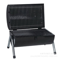 Stainless Steel BBQ Barrel Charcoal Smoker Portable Foldable Barbecue Camping Black
